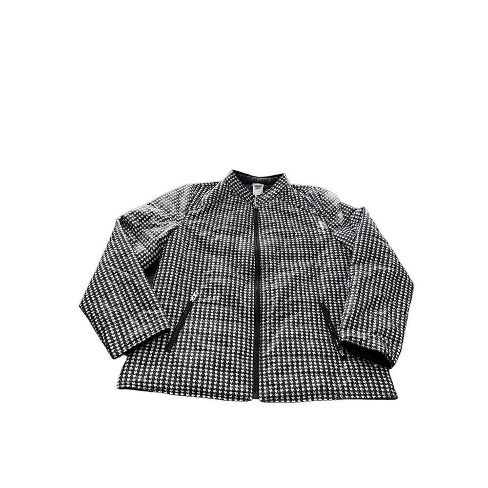 Chico's  Reversible Black White Houndstooth lightweight Puffer jacket